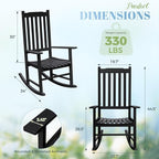 Flamaker Acacia Wood Outdoor Rocking Chairs Set of 2 | Black Rocking Chairs Set - Image 3