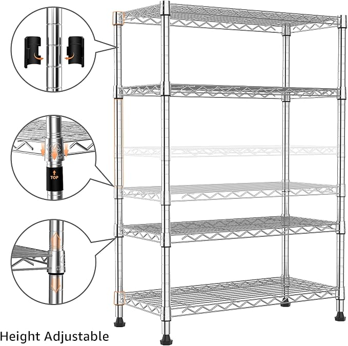 M MZG 1000 lbs Storage Shelving 4-Tier Utility Shelving Unit Steel Organizer - Image 5