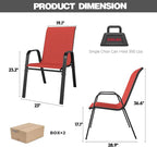 Red Patio Chairs Set of 6, Stackable Outdoor Dining Chairs - Image 2