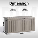 PatioZen 90 Gallon Deck Box Outdoor, Weatherproof Resin Patio Storage Box - Image 2