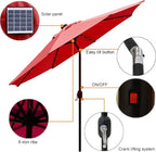 9 ft Solar Umbrella, 32 LED Lighted Patio Umbrella, Table Market Umbrella - Image 2