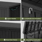 Outdoor Storage Box 150 Gal Waterproof Deck Box Lockable Black | Heavy-duty - Image 6