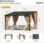 Aoxun 12x10FT Pergola with Netting and Curtains - Image 2