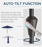 9FT Auto-Tilt Patio Umbrella|Outdoor Market Table Umbrella - Image 2