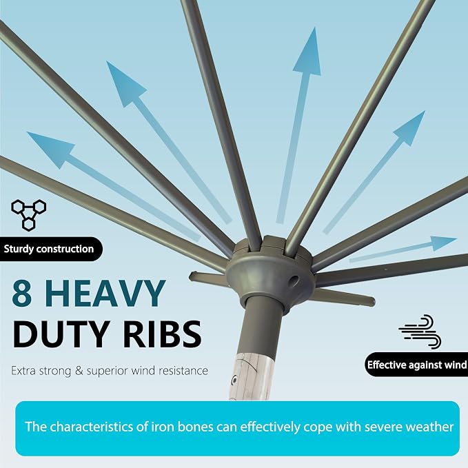 Patio Umbrella 9 FT Outdoor Table Umbrella - Image 4