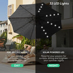 JEAREY 9' Patio Umbrella with Solar Lights, LED Umbrella, Dark Gray | Outdoor - Image 6