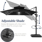 Best Choice Products 12x12ft LED Cantilever Patio Umbrella w/Base Included & - Image 5