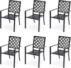 Patio Dining Chairs Set of 6, Stackable Metal High Back Chairs Set by Aoodor