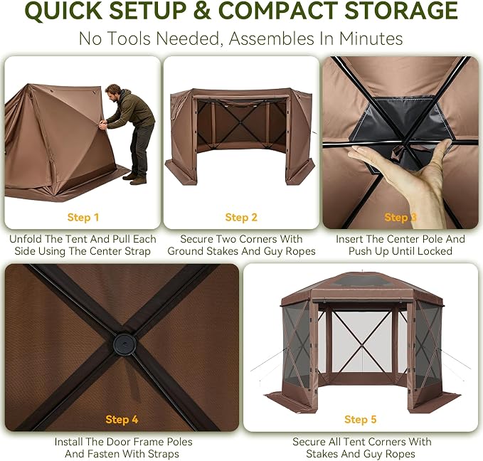 Aoxun 10x10ft Pop Up Canopy Tent, Screen Tent - Image 7