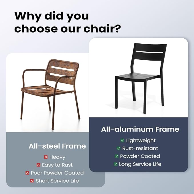 Pellebant Aluminum Stackable Outdoor Patio Dining Chairs Set of 4 | Outdoor - Image 8