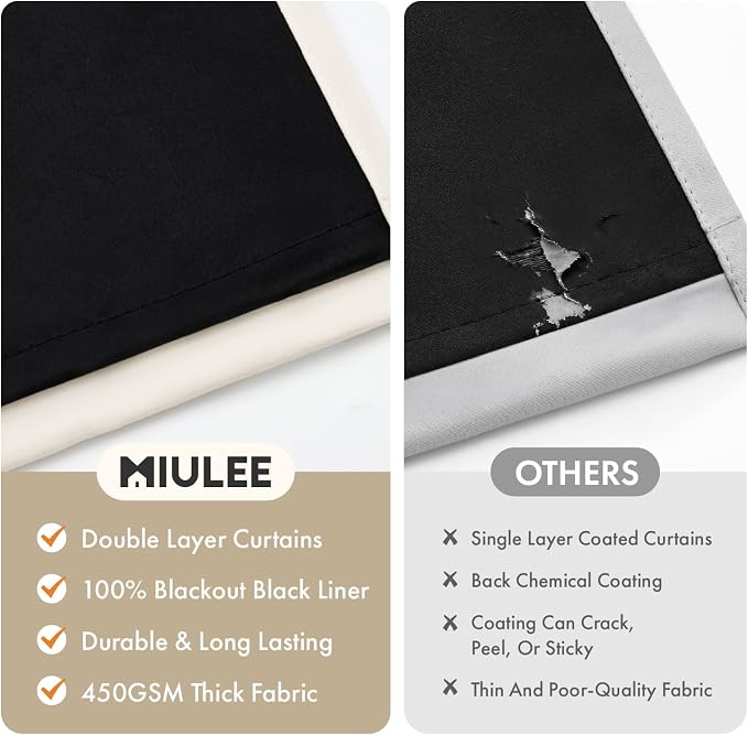 MIULEE Birch 100% Blackout Curtains - Image 4
