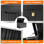 PatioZen 280 Gallon Resin Deck Box, Lockable Weatherproof Outdoor Storage Box - Image 5