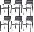 AECOJOY 4 Pieces Outdoor Dining Chairs, Aluminum Frame Stackable Patio Chair by AECOJOY