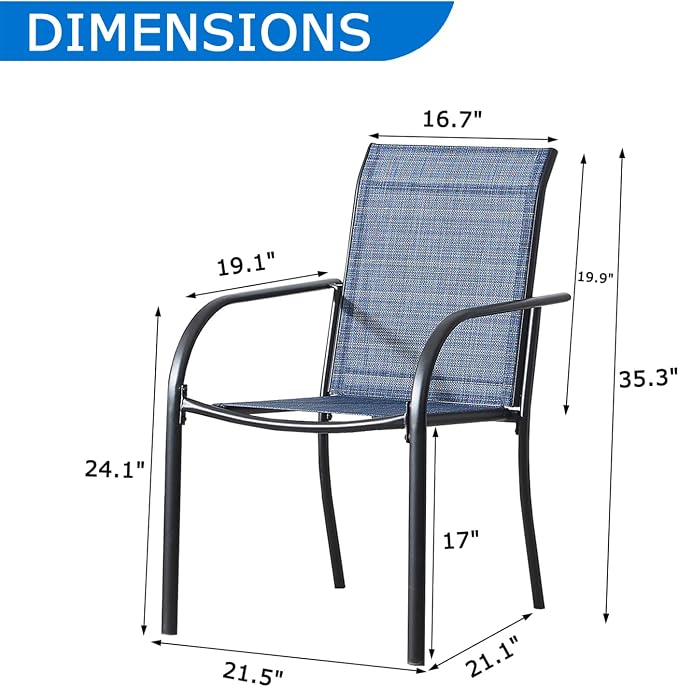 Outdoor Dining Chairs Set of 2, Stackable Patio Chairs - Image 2