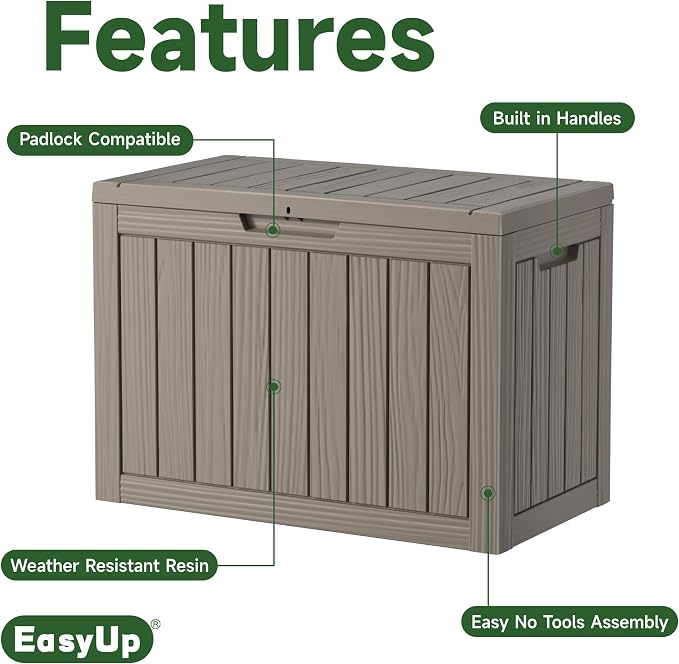 45 Gallon Waterproof Outdoor Storage Box UV Resistant Deck Box | Resin storage - Image 3