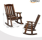 VINGLI Heavy Duty 600 LBS Outdoor Wooden Rocking Chair - Image 3