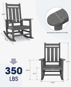 Oversized Outdoor Rocking Chair Set of 6, HDPE Patio Rockers - Image 3