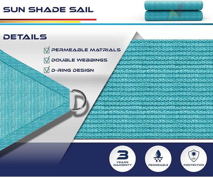 Windscreen4less 22' x 22' x 22' Sun Shade Sail Triangle Outdoor Canopy Cover UV - Image 3
