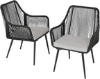Patio Dining Chairs Outdoor Dining Chairs Set of 2, Woven Twisted Wicker Rattan - Image 9
