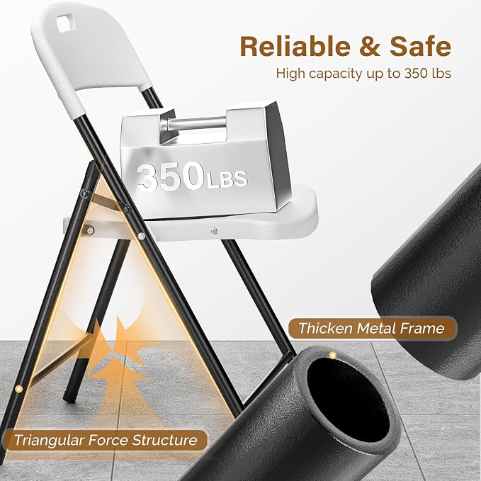 Bonnlo 4-Pack White Plastic Folding Chairs, Portable Seat - Image 6