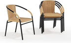 EMMA + OLIVER Beige PE Rattan Stackable Patio Dining Chair, Indoor/Outdoor Use - Image 3