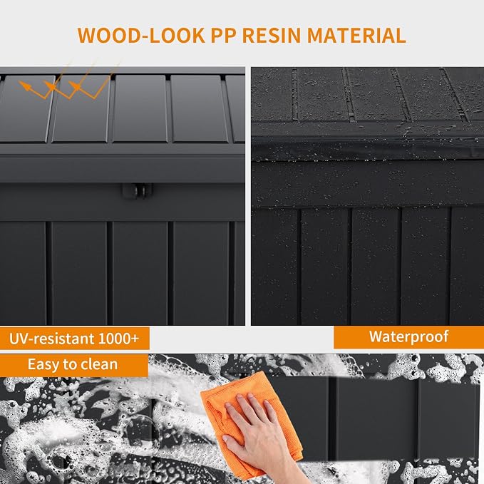 PatioZen 52 Gallon Deck Box Outdoor, Weatherproof Resin Patio Storage Box - Image 6