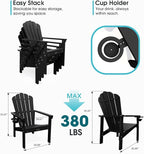 THOEOE Stackable Adirondack Chair Set of 8, HDPE All-Weather Fire Pit Chair | - Image 2
