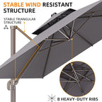 10' X 13' Outdoor Patio Umbrella Large Rectangle Cantilever Umbrella Heavy Duty - Image 2