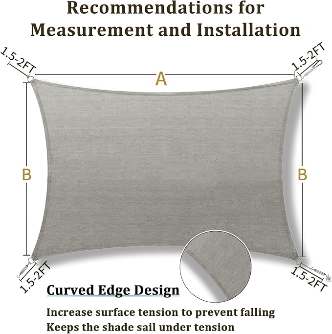 Shade&Beyond 16'x24' Sun Shade Sail Canopy Rectangle, UV Block Breathable - Image 5