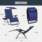 Best Choice Products Oversized Padded Zero Gravity Chair w/Canopy Headrest Cup - Image 2