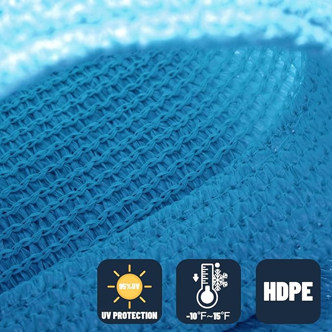 SUNNY GUARD Custom Size 7'x18' Rectangle Turquoise Blue UV Block Sunshade - Image 4