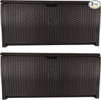 Suncast 99 Gallon Plastic Wicker Deck Box Container Storage by Unknown