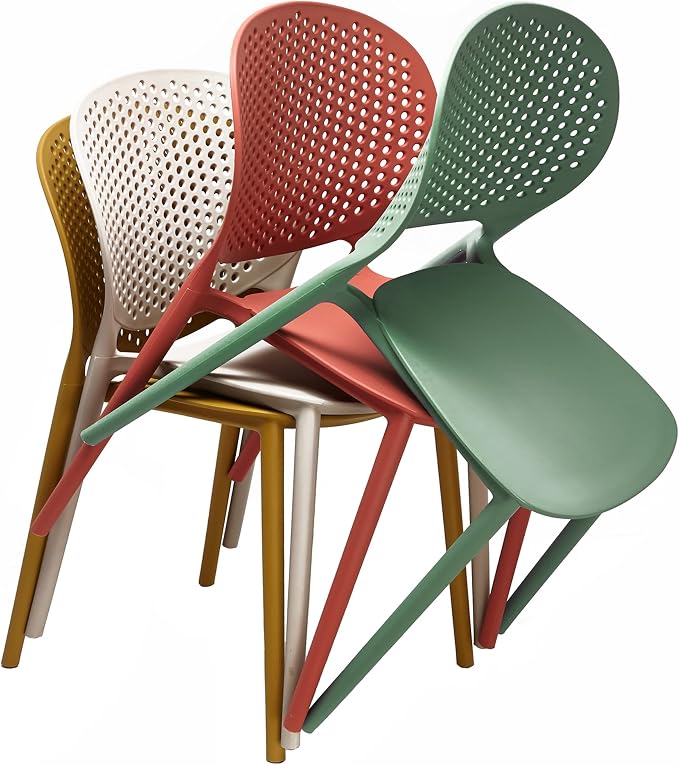 2xhome Set of 2 Patio Dining Chairs | Modern Stackable Outdoor Pool Side Chair - Image 4