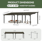 Aoxun 26’x10’ Gazebo with Aluminum Frame & Polycarbonate Panel, Outdoor Patio - Image 2