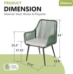 Patio Dining Chairs Outdoor Dining Chairs Set of 4, Woven Twisted Wicker Rattan - Image 3