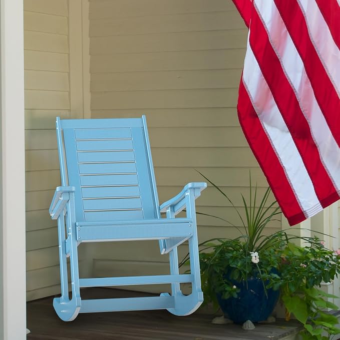 GREENVINES Oversized Outdoor Rocking Chairs Set of 4, HDPE Rocker, Arctic | - Image 9