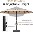 15ft Patio Umbrella with Base, Large Outdoor Double-Sided Rectangle Umbrella | - Image 9