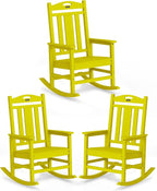 Oversized Outdoor Rocking Chairs Set of 3, 380lbs Heavy-Duty Large Patio Rocker by CIOKEA