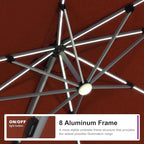 PURPLE LEAF Cantilever Patio Umbrella 9' X 9' Solar LED Light, Brick Red | - Image 2