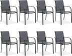 Outdoor Chairs Set of 8, Stackable Patio Dining Chairs by Offeroutdoorsolutions