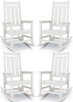 Oversized Outdoor Rocking Chair Set of 4, HDPE Patio Rockers by KINGYES
