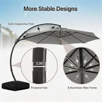 Outdoor Patio Umbrella with Base included, 12 FT Deluxe Curvy Cantilever - Image 8