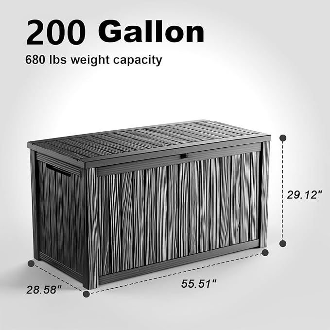 PatioZen 200 Gallon Deck Box, Outdoor Storage Box, Outdoor Storage Box - Image 2