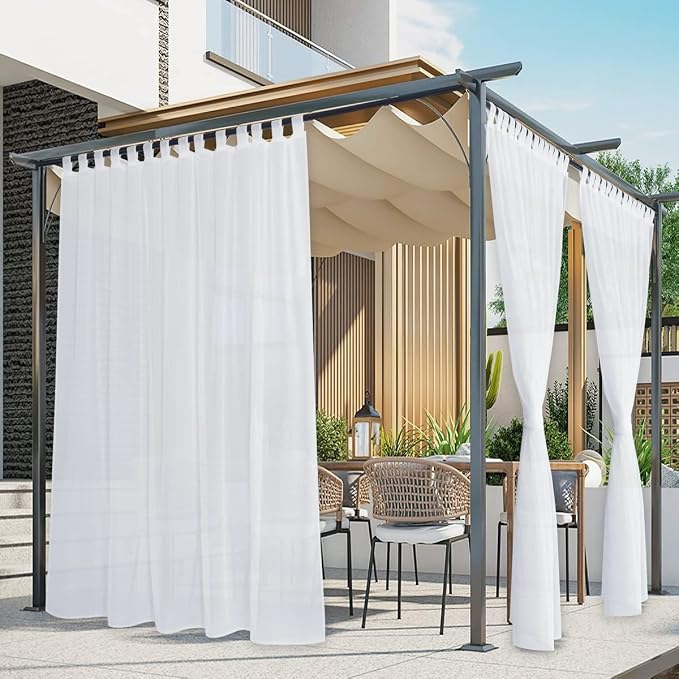 NICETOWN 2 Panels White Sheer Outdoor Curtains by NICETOWN