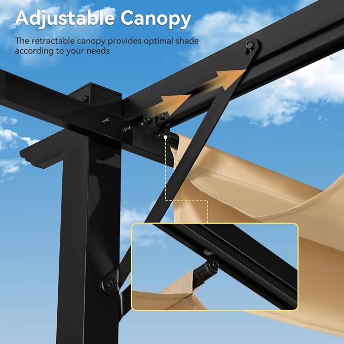 Aoxun 10'x12' Retractable Pergola - Image 3