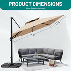 11×11 FT Double-Top Cantilever Patio Umbrella, Outdoor Umbrellas - Image 7
