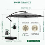 10FT Patio Umbrella with Base, Outdoor Umbrella Pool Umbrella Cantilever - Image 3