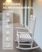 Outdoor Rocking Chair Set of 2, All-Weather Resistant Poly Lumber Rocker Chair - Image 4