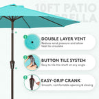 JEAREY 10 ft Outdoor Patio Umbrella w/Tilt and Crank, Turquoise | 8 Sturdy Ribs - Image 2