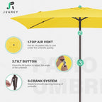 JEAREY 6.5x10 ft Rectangular Patio Umbrellas Outdoor Market Umbrella - Image 7